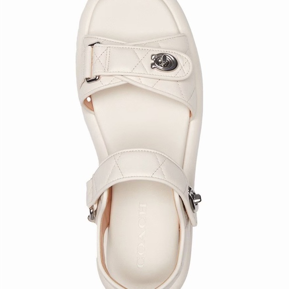 COACH Peyton Leather Platform Sandals Size 8.5 
In Chalk New In Box - Picture 5 of 11